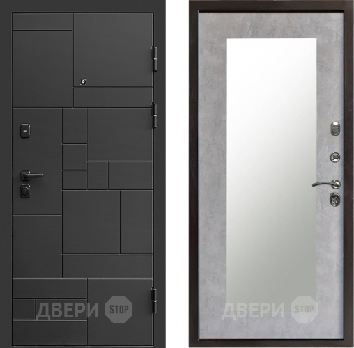 Входная металлическая Дверь Престиж Kvadro Зеркло Пастораль Бетон светлый в Орехово-Зуево