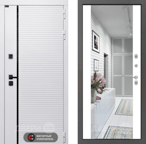 Дверь Лабиринт (LABIRINT) Royal Зеркало Максимум Белый софт в Орехово-Зуево