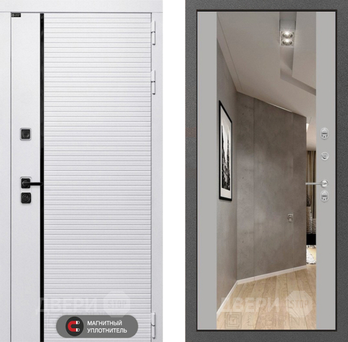 Входная металлическая Дверь Лабиринт (LABIRINT) Royal Зеркало Максимум Грей софт в Орехово-Зуево