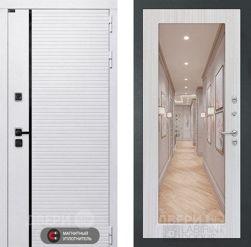 Дверь Лабиринт (LABIRINT) Royal Зеркало 18 Сандал белый в Орехово-Зуево