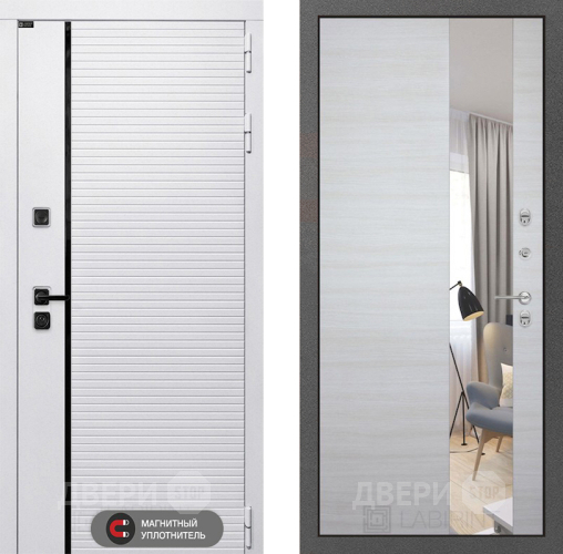 Входная металлическая Дверь Лабиринт (LABIRINT) Royal Зеркало Акация светлая в Орехово-Зуево