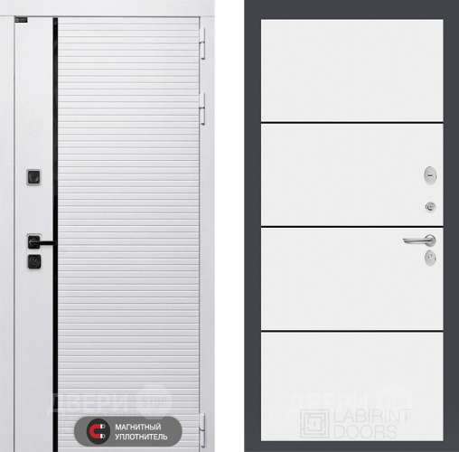 Входная металлическая Дверь Лабиринт (LABIRINT) Royal 25 Белый софт в Орехово-Зуево