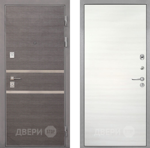 Входная металлическая Дверь Интекрон (INTECRON) Неаполь Гладкая Дуб сильвер поперечный в Орехово-Зуево