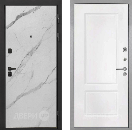 Входная металлическая Дверь Интекрон (INTECRON) Профит Black Мрамор Арктик КВ-2 Белый матовый в Орехово-Зуево