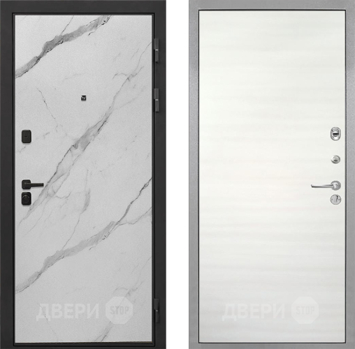 Входная металлическая Дверь Интекрон (INTECRON) Профит Black Мрамор Арктик Гладкая Дуб сильвер поперечный в Орехово-Зуево