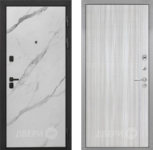 Входная металлическая Дверь Интекрон (INTECRON) Профит Black Мрамор Арктик В-07 с молдингом Сандал белый в Орехово-Зуево