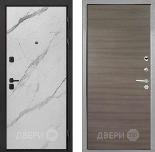 Входная металлическая Дверь Интекрон (INTECRON) Профит Black Мрамор Арктик Гладкая Дуб тоскано поперечный в Орехово-Зуево