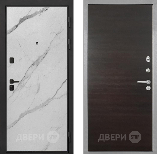 Входная металлическая Дверь Интекрон (INTECRON) Профит Black Мрамор Арктик Гладкая Эковенге поперечный в Орехово-Зуево