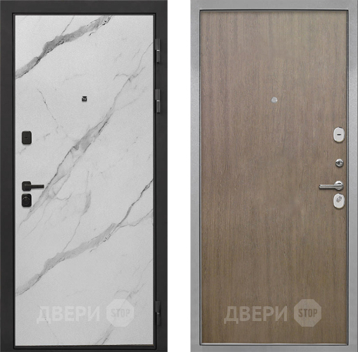 Входная металлическая Дверь Интекрон (INTECRON) Профит Black Мрамор Арктик Гладкая шпон Венге коричневый в Орехово-Зуево