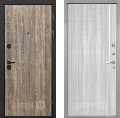 Входная металлическая Дверь Интекрон (INTECRON) Профит Black Дуб Турин В-07 с молдингом Сандал белый в Орехово-Зуево