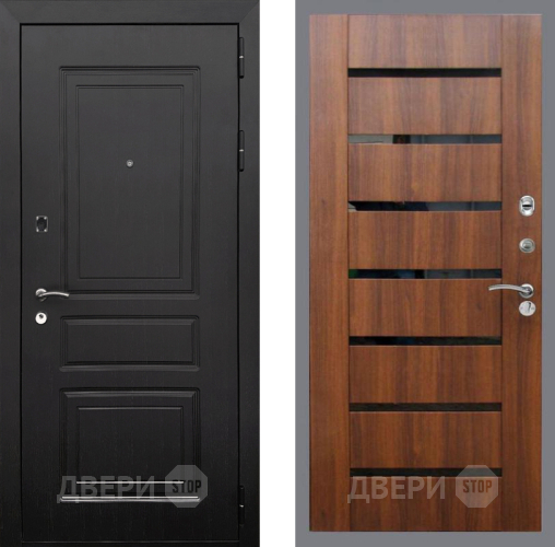 Входная металлическая Дверь Рекс (REX) 6 Венге СБ-14 стекло черное Орех бренди в Орехово-Зуево