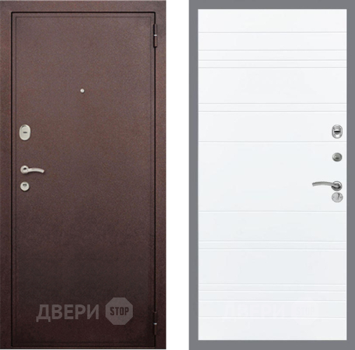 Дверь Рекс (REX) 2 Медный Антик Line Силк Сноу в Орехово-Зуево