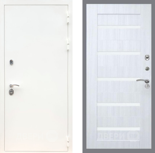 Входная металлическая Дверь Рекс (REX) 5 Белая Шагрень СБ-14 стекло белое Сандал белый в Орехово-Зуево