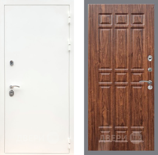 Входная металлическая Дверь Рекс (REX) 5 Белая Шагрень FL-33 орех тисненый в Орехово-Зуево