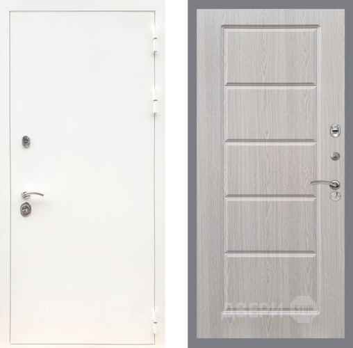 Входная металлическая Дверь Рекс (REX) 5 Белая Шагрень FL-39 Беленый дуб в Орехово-Зуево