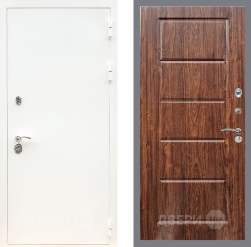 Дверь Рекс (REX) 5 Белая Шагрень FL-39 орех тисненый в Орехово-Зуево