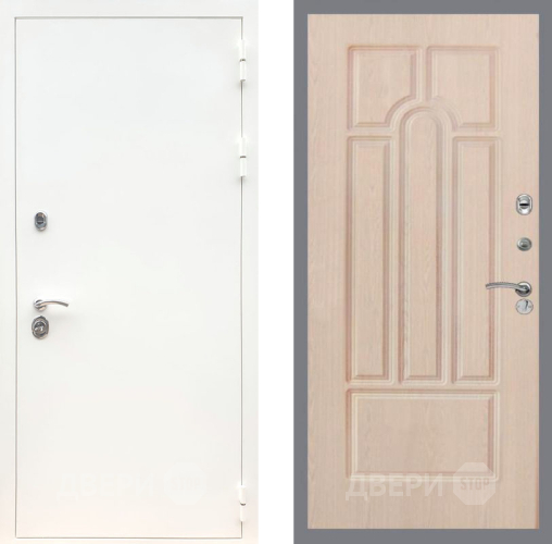 Входная металлическая Дверь Рекс (REX) 5 Белая Шагрень FL-58 Беленый дуб в Орехово-Зуево