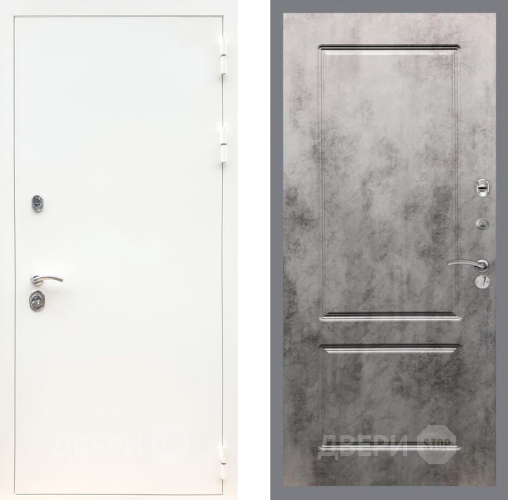 Входная металлическая Дверь Рекс (REX) 5 Белая Шагрень FL-117 Бетон темный в Орехово-Зуево