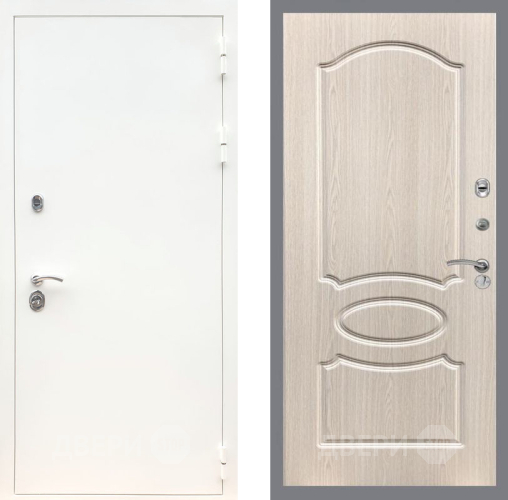Входная металлическая Дверь Рекс (REX) 5 Белая Шагрень FL-128 Беленый дуб в Орехово-Зуево