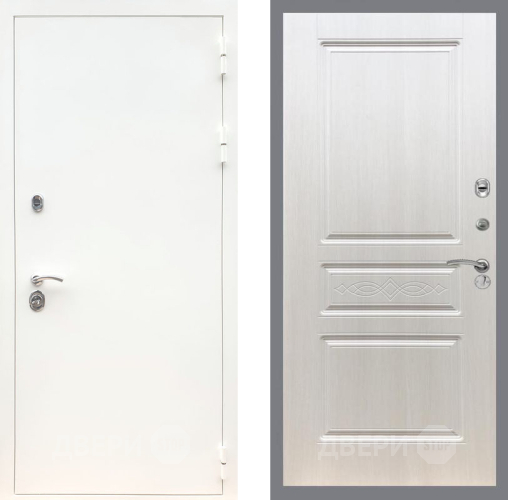 Входная металлическая Дверь Рекс (REX) 5 Белая Шагрень FL-243 Лиственница беж в Орехово-Зуево