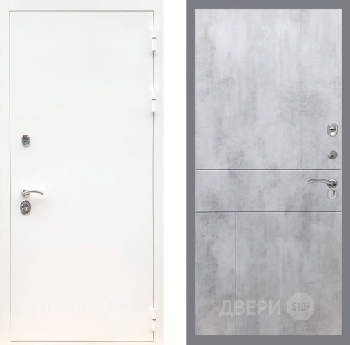 Входная металлическая Дверь Рекс (REX) 5 Белая Шагрень FL-290 Бетон светлый в Орехово-Зуево