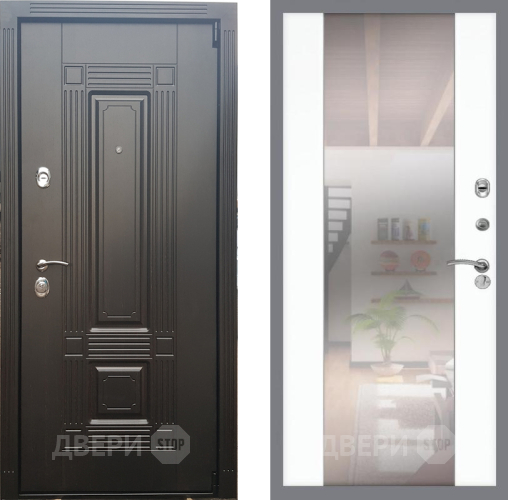 Входная металлическая Дверь Рекс (REX) 9 СБ-16 Зеркало Силк Сноу в Орехово-Зуево