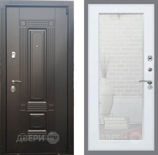 Входная металлическая Дверь Рекс (REX) 9 Зеркало Пастораль Силк Сноу в Орехово-Зуево