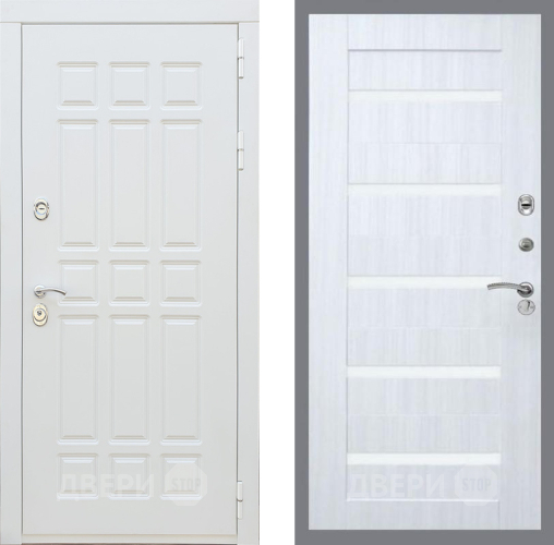 Входная металлическая Дверь Рекс (REX) 8 Силк Сноу СБ-14 стекло белое Сандал белый в Орехово-Зуево