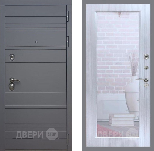 Дверь Рекс (REX) 14 силк титан Зеркало Пастораль Сандал белый в Орехово-Зуево