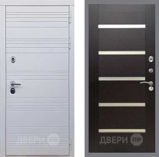 Входная металлическая Дверь Рекс (REX) 14 Силк Сноу СБ-14 стекло белое венге поперечный в Орехово-Зуево