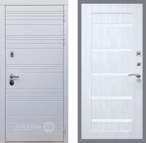 Входная металлическая Дверь Рекс (REX) 14 Силк Сноу СБ-14 стекло белое Сандал белый в Орехово-Зуево