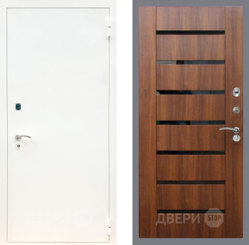 Входная металлическая Дверь Рекс (REX) 1А Белая шагрень СБ-14 стекло черное Орех бренди в Орехово-Зуево