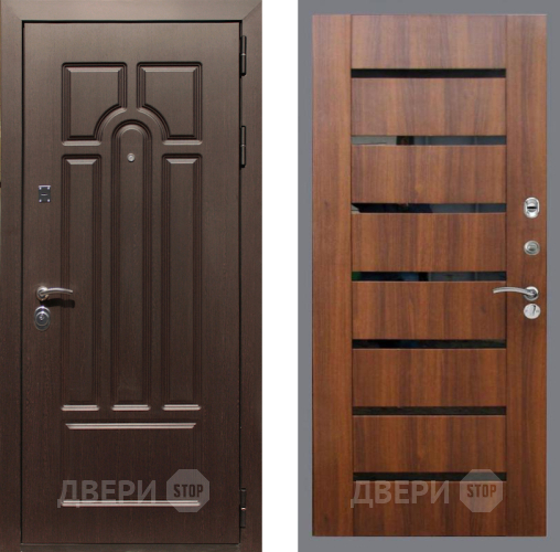 Входная металлическая Дверь Рекс (REX) Эврика СБ-14 стекло черное Орех бренди в Орехово-Зуево