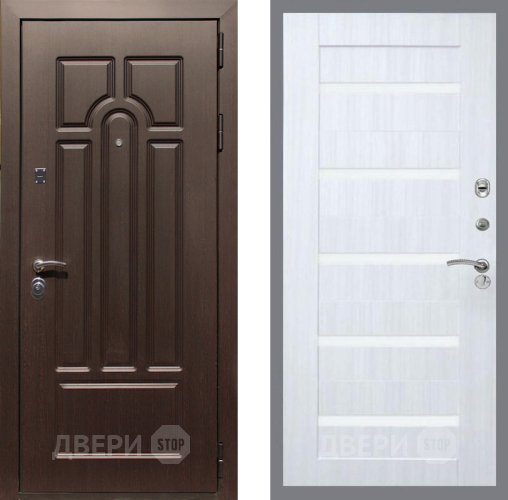 Входная металлическая Дверь Рекс (REX) Эврика СБ-14 стекло белое Сандал белый в Орехово-Зуево