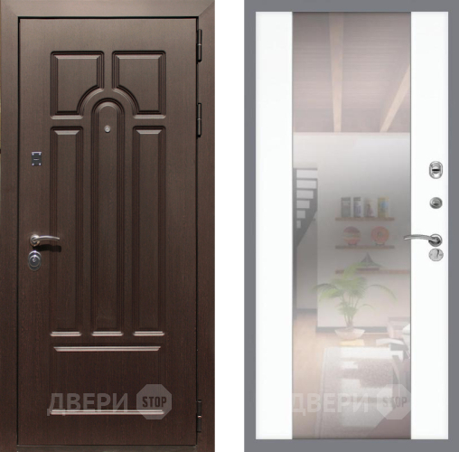 Входная металлическая Дверь Рекс (REX) Эврика СБ-16 Зеркало Силк Сноу в Орехово-Зуево