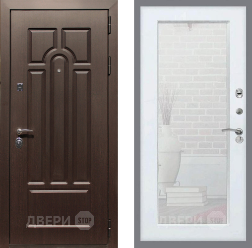 Входная металлическая Дверь Рекс (REX) Эврика Зеркало Пастораль Силк Сноу в Орехово-Зуево