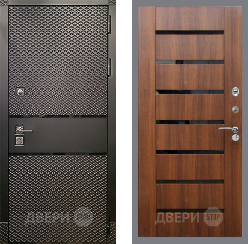 Дверь Рекс (REX) 15 Черный Кварц СБ-14 стекло черное Орех бренди в Орехово-Зуево