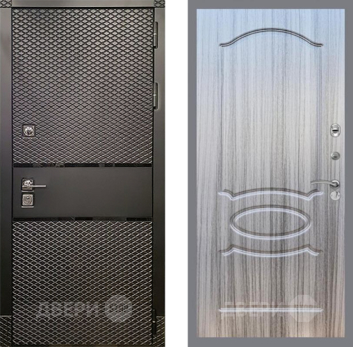 Входная металлическая Дверь Рекс (REX) 15 Черный Кварц FL-128 Сандал грей в Орехово-Зуево