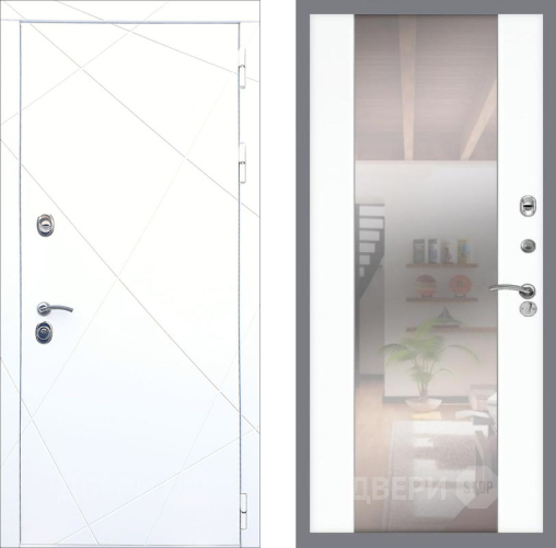 Входная металлическая Дверь Рекс (REX) 13 Силк Сноу СБ-16 Зеркало Силк Сноу в Орехово-Зуево