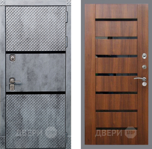 Входная металлическая Дверь Рекс (REX) 15 Бетон Темный СБ-14 стекло черное Орех бренди в Орехово-Зуево