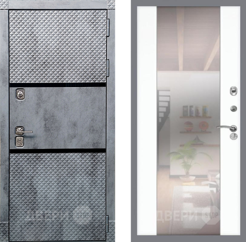 Входная металлическая Дверь Рекс (REX) 15 Бетон Темный СБ-16 Зеркало Силк Сноу в Орехово-Зуево