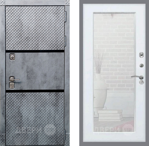 Входная металлическая Дверь Рекс (REX) 15 Бетон Темный Зеркало Пастораль Силк Сноу в Орехово-Зуево