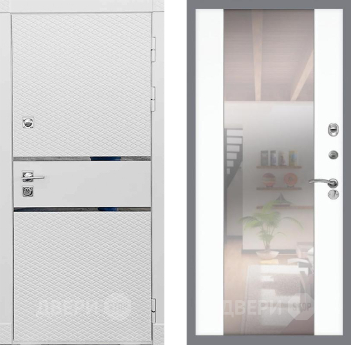 Входная металлическая Дверь Рекс (REX) 15 Силк Сноу СБ-16 Зеркало Силк Сноу в Орехово-Зуево