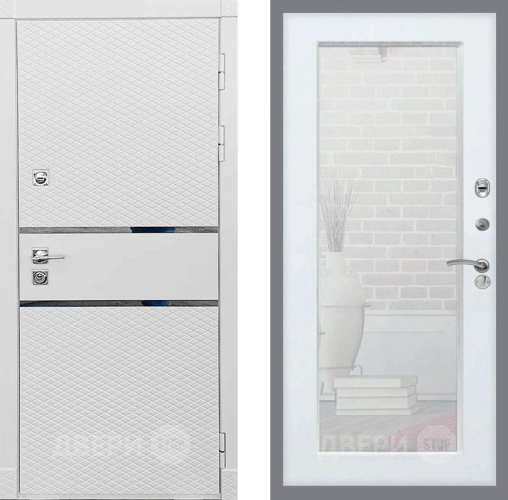 Входная металлическая Дверь Рекс (REX) 15 Силк Сноу Зеркало Пастораль Силк Сноу в Орехово-Зуево