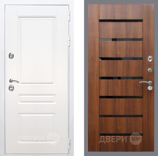 Входная металлическая Дверь Рекс (REX) Премиум-н Силк Сноу СБ-14 стекло черное Орех бренди в Орехово-Зуево