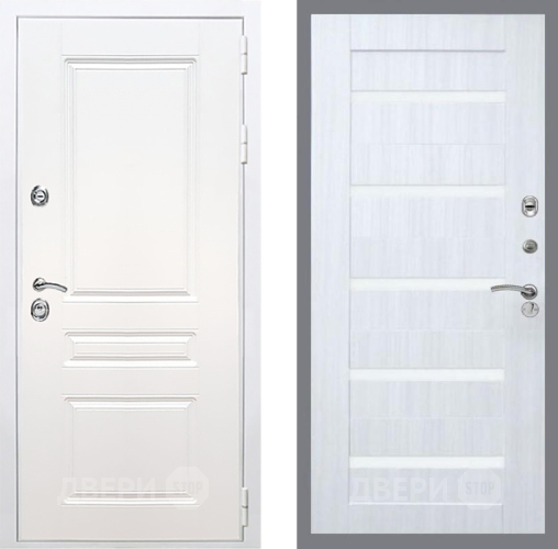 Входная металлическая Дверь Рекс (REX) Премиум-н Силк Сноу СБ-14 стекло белое Сандал белый в Орехово-Зуево