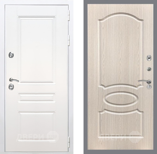 Входная металлическая Дверь Рекс (REX) Премиум-н Силк Сноу FL-128 Беленый дуб в Орехово-Зуево