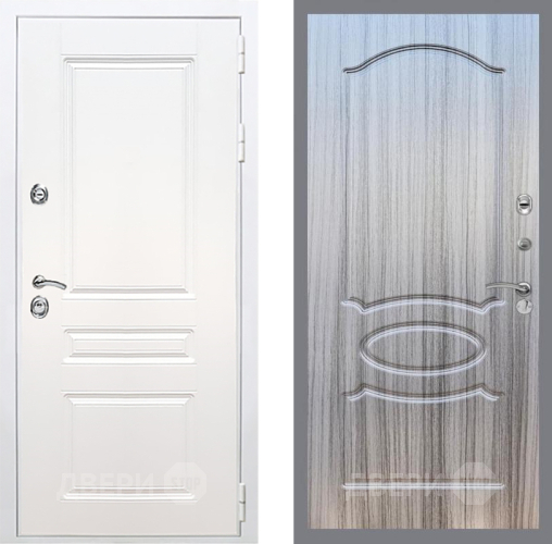 Входная металлическая Дверь Рекс (REX) Премиум-н Силк Сноу FL-128 Сандал грей в Орехово-Зуево