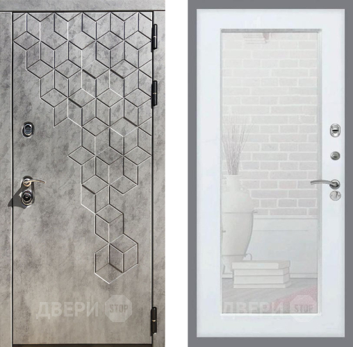 Входная металлическая Дверь Рекс (REX) 23 Зеркало Пастораль Белый ясень в Орехово-Зуево