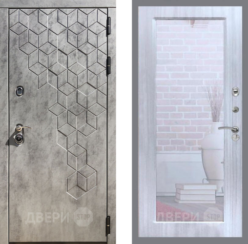 Входная металлическая Дверь Рекс (REX) 23 Зеркало Пастораль Сандал белый в Орехово-Зуево